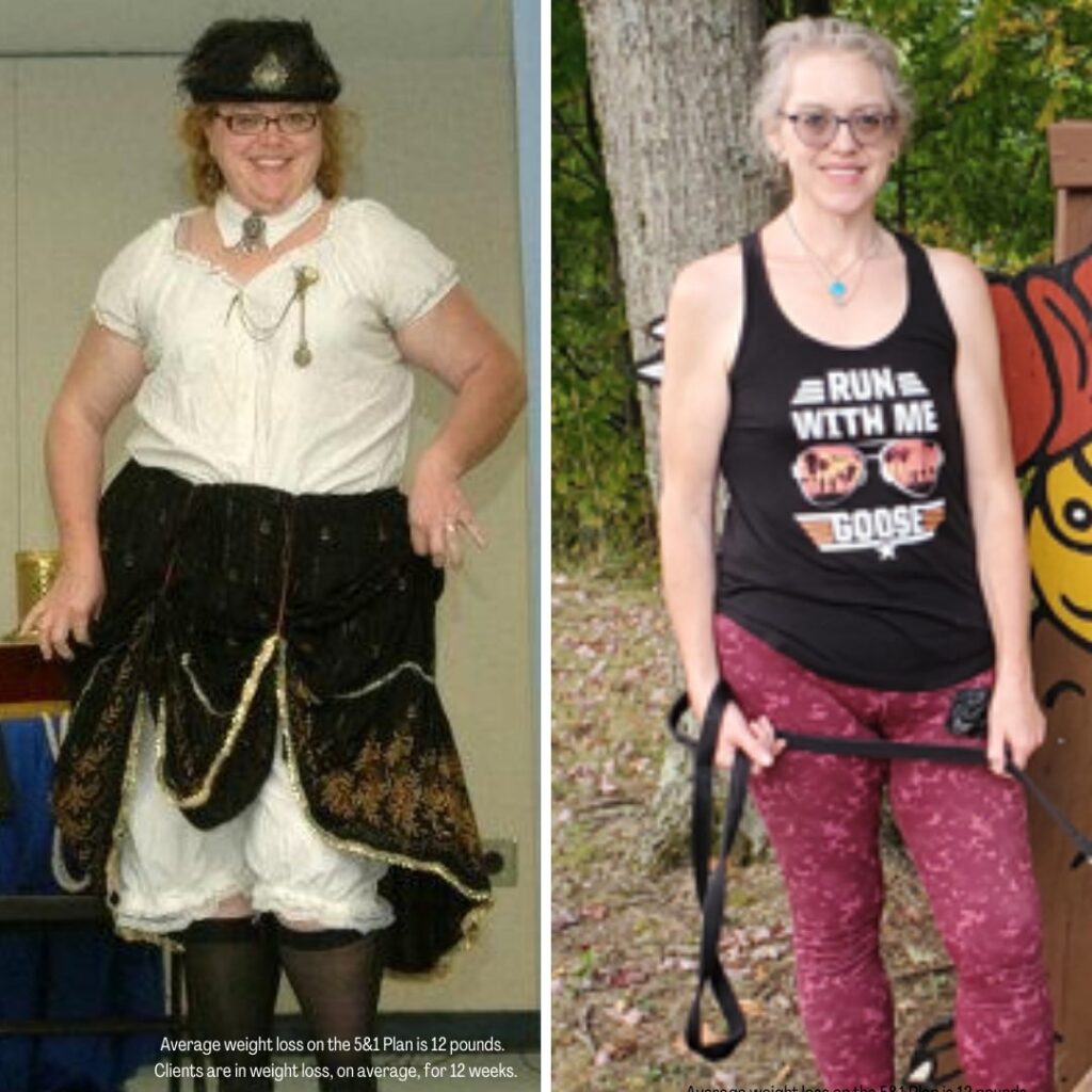 Hannah’s transformation through nature-inspired wellness. Side-by-side photos of Hannah’s transformation: on the left, dressed in a Steampunk costume before her health journey, and on the right, radiantly healthy after reclaiming her wellness.